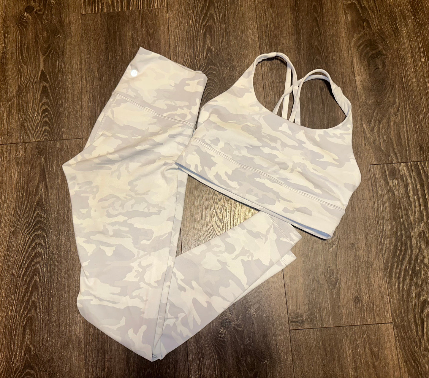 lululemon athletica (8) Camo Wunder Under Legging & Energy Longline Bra SET