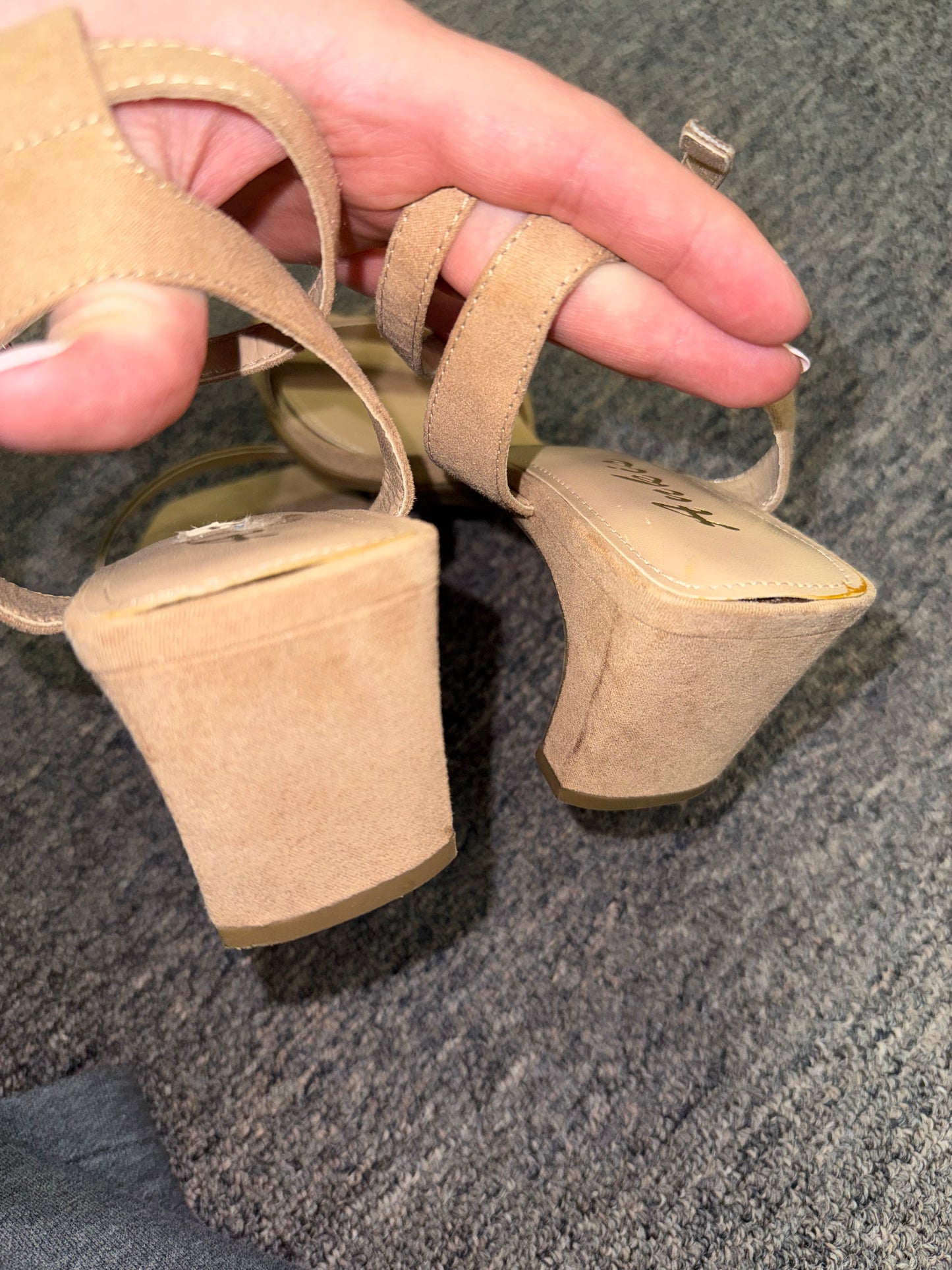 Ankis (8) Nude Open Toe Heels with Adjustable Ankle Strap