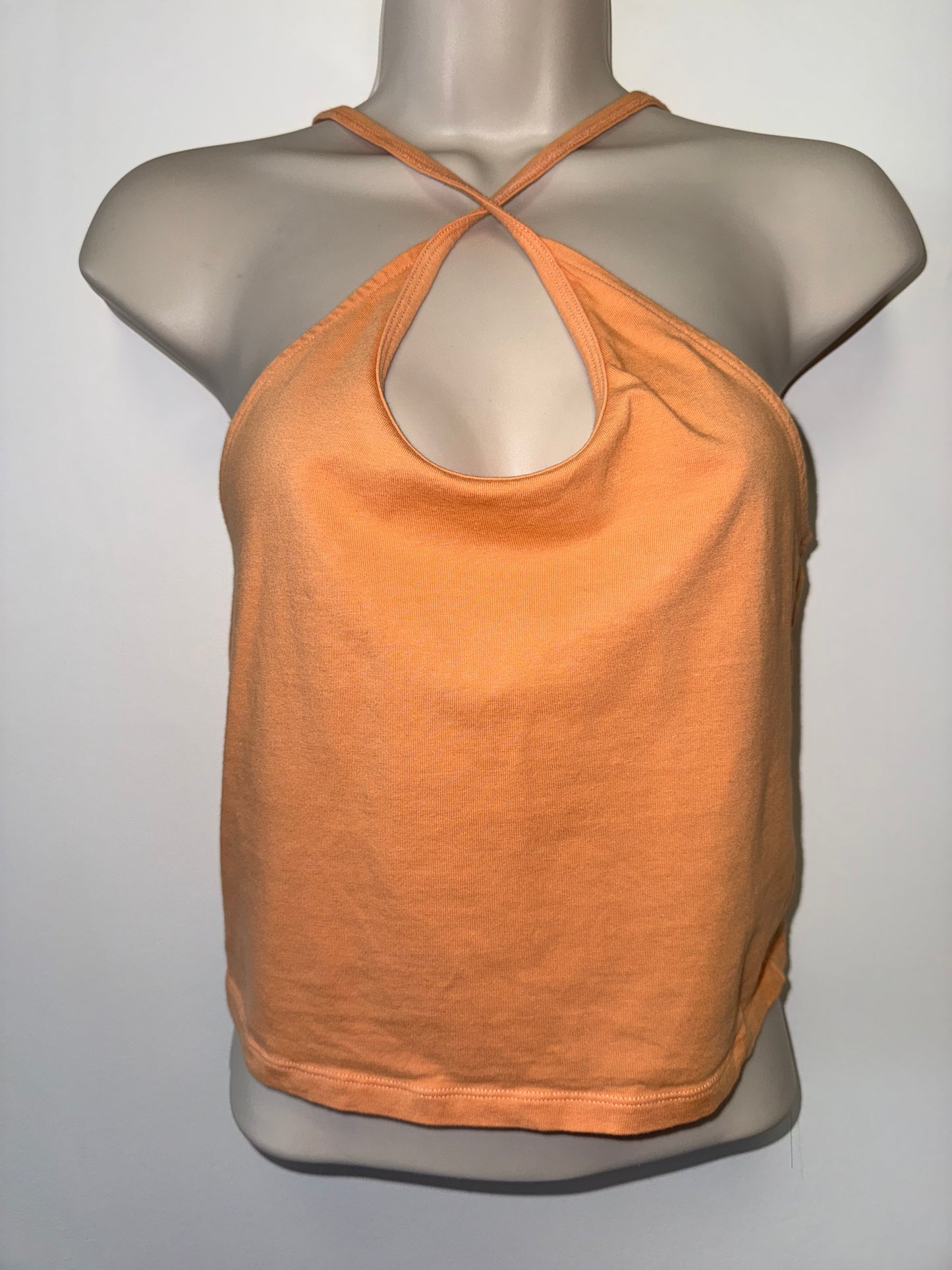 American Eagle (Medium) Orange Cropped Halter Neck Tank Top