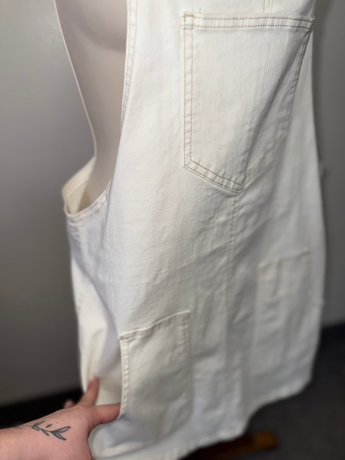 SO (Large) Off White Denim Overall Dress
