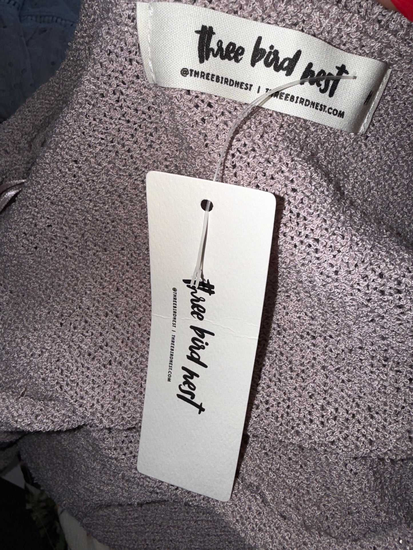 NWT Three Bird Nest (Medium) Brand New Blush Knit V-Neck Blouse w Lightning Bolt