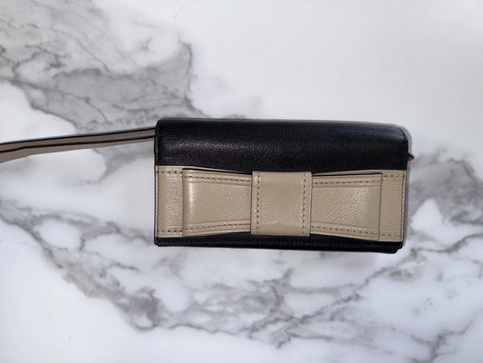 Kate Spade Black & Tan Wristlet Snap Wallet with Bow on Front