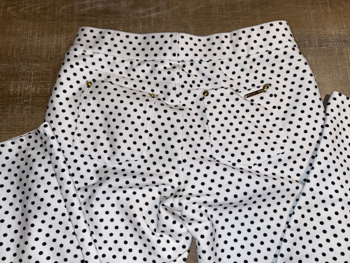 Michael Kors (Medium) Black & White Polka Dotted Skinny Dress Pants w Stretch