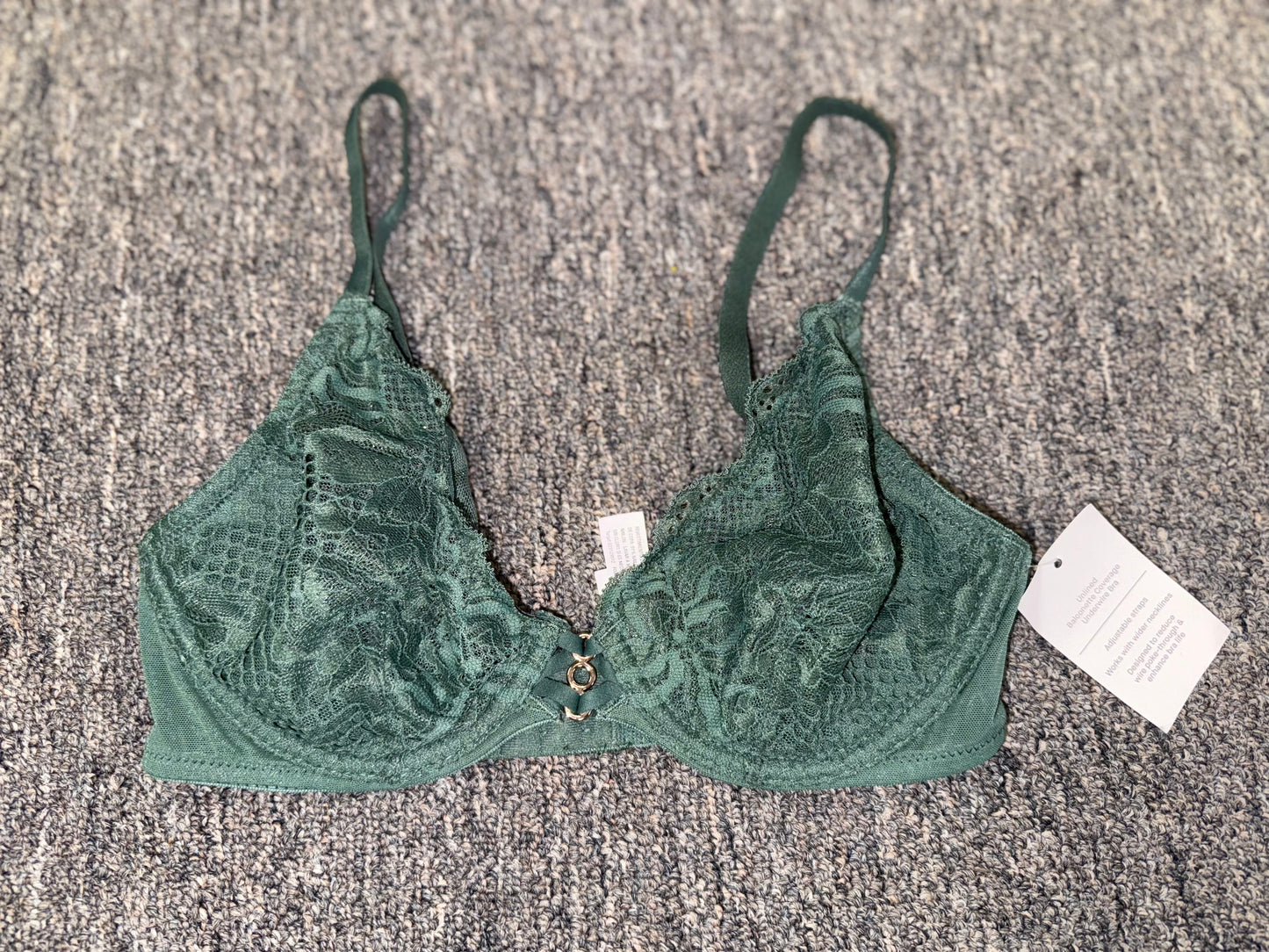 NWT Auden (32B) Brand New Green Lace//Sheer Balconette Bra
