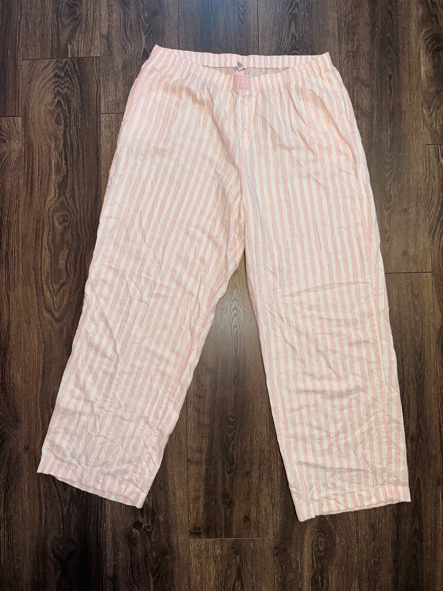 Victoria's Secret (XL) Pink//White//Silver Striped PJ Bottoms