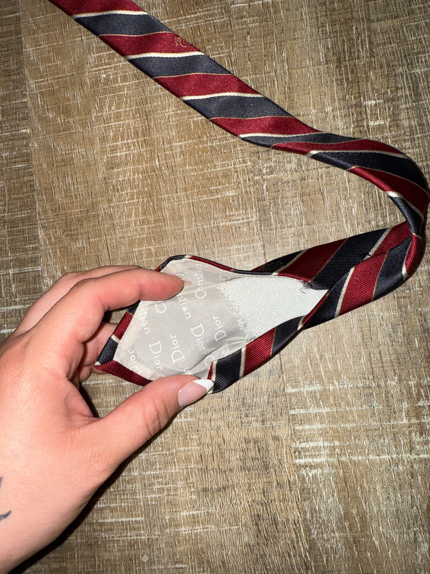 Christian Dior Red and Blue Striped Tie