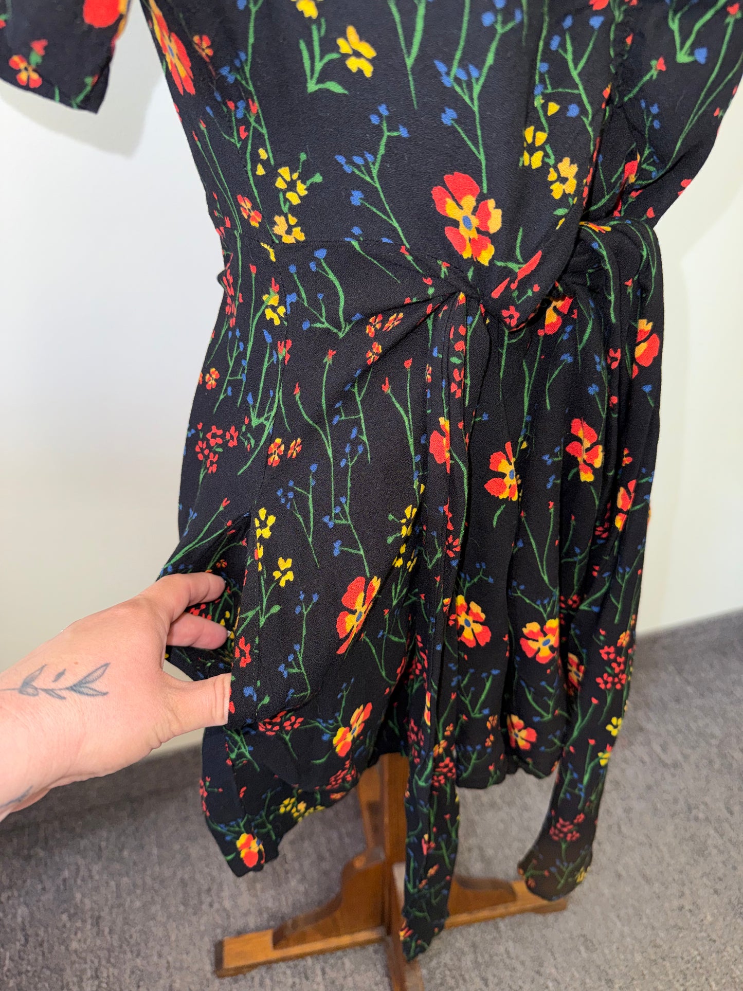 Free People (4) 'Bet You Do' Black Romper with Colorful Flower Pattern