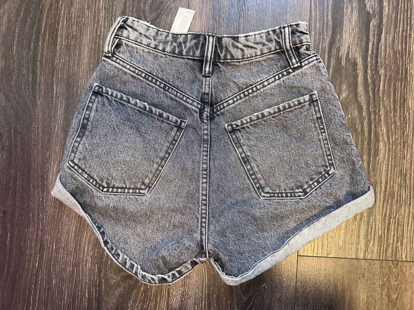 Zara (0) Black Washed Denim High Rise Distressed Jean Shorts