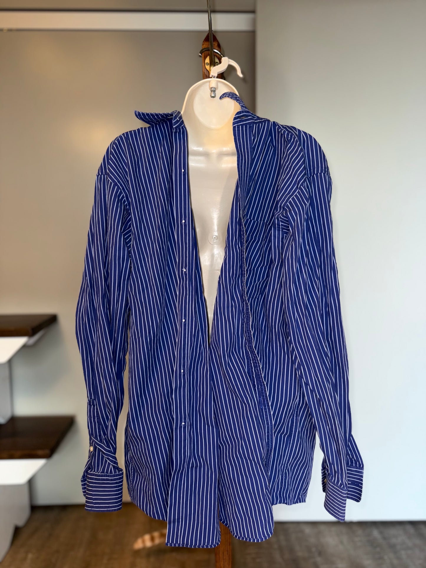 Tommy Hilfiger (16 1/2 (34-35)) Blue Stripped Button Up