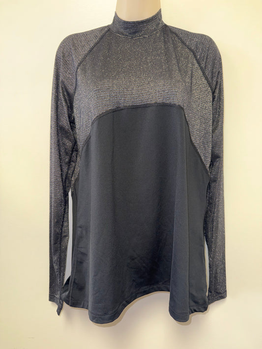 Nike (XL) Black//Grey Dri-Fit Long Sleeve High Neck Ribbed Sporty Tee