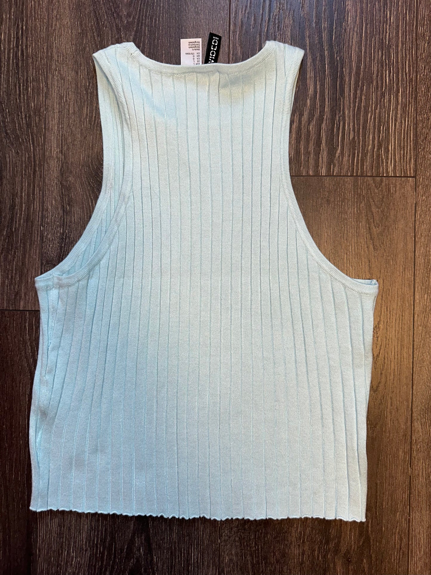 Divided (Large) Light Blue Ribbed Cropped Tank Top