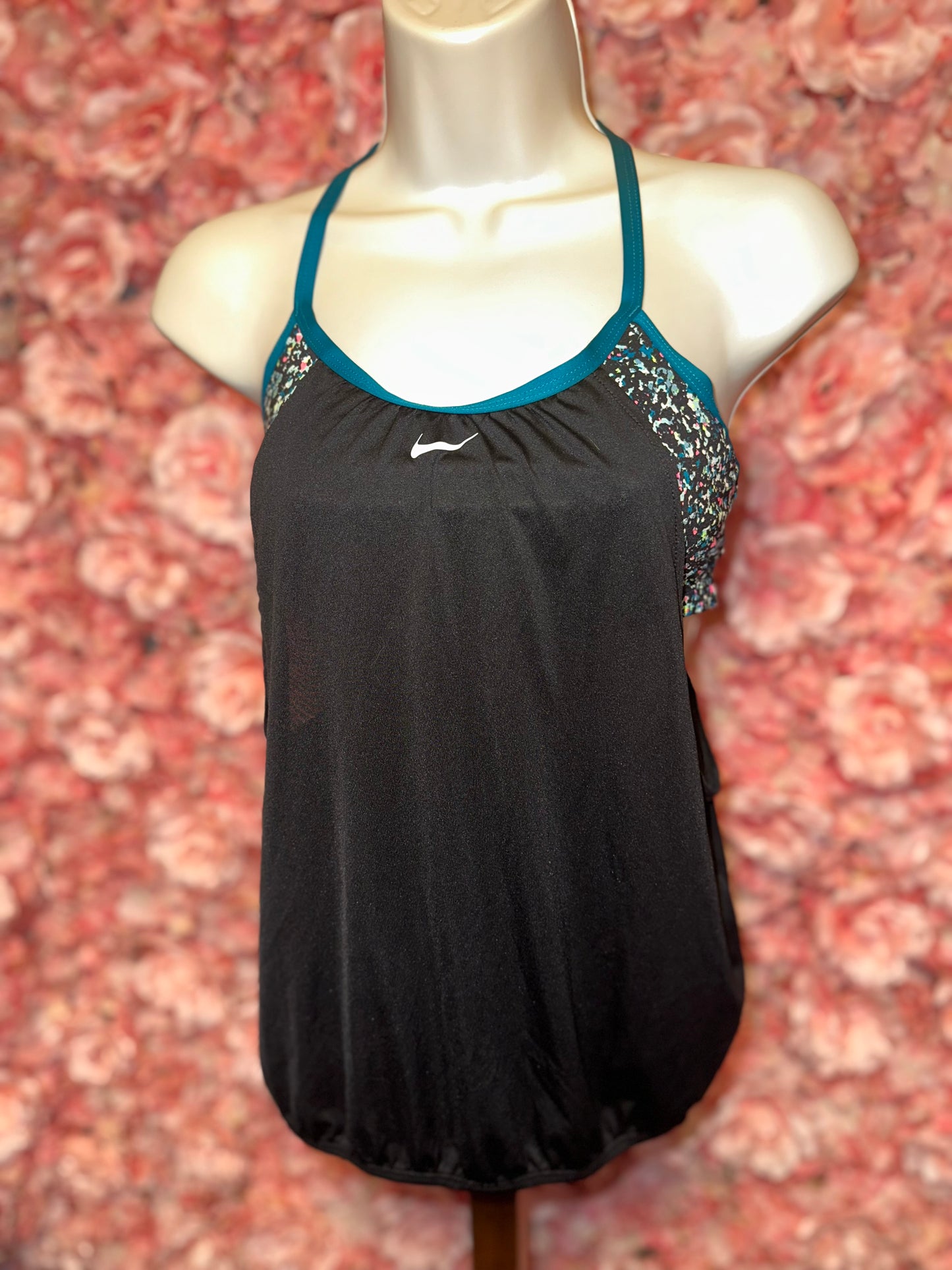 Nike (Small) One Piece 2 in 1 Loose Low Cut Tank Top with Sports Bra