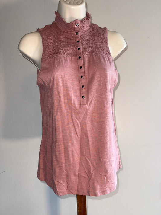 Maurices (Small) Blush High Neck 3/4 Button Up Tank Top