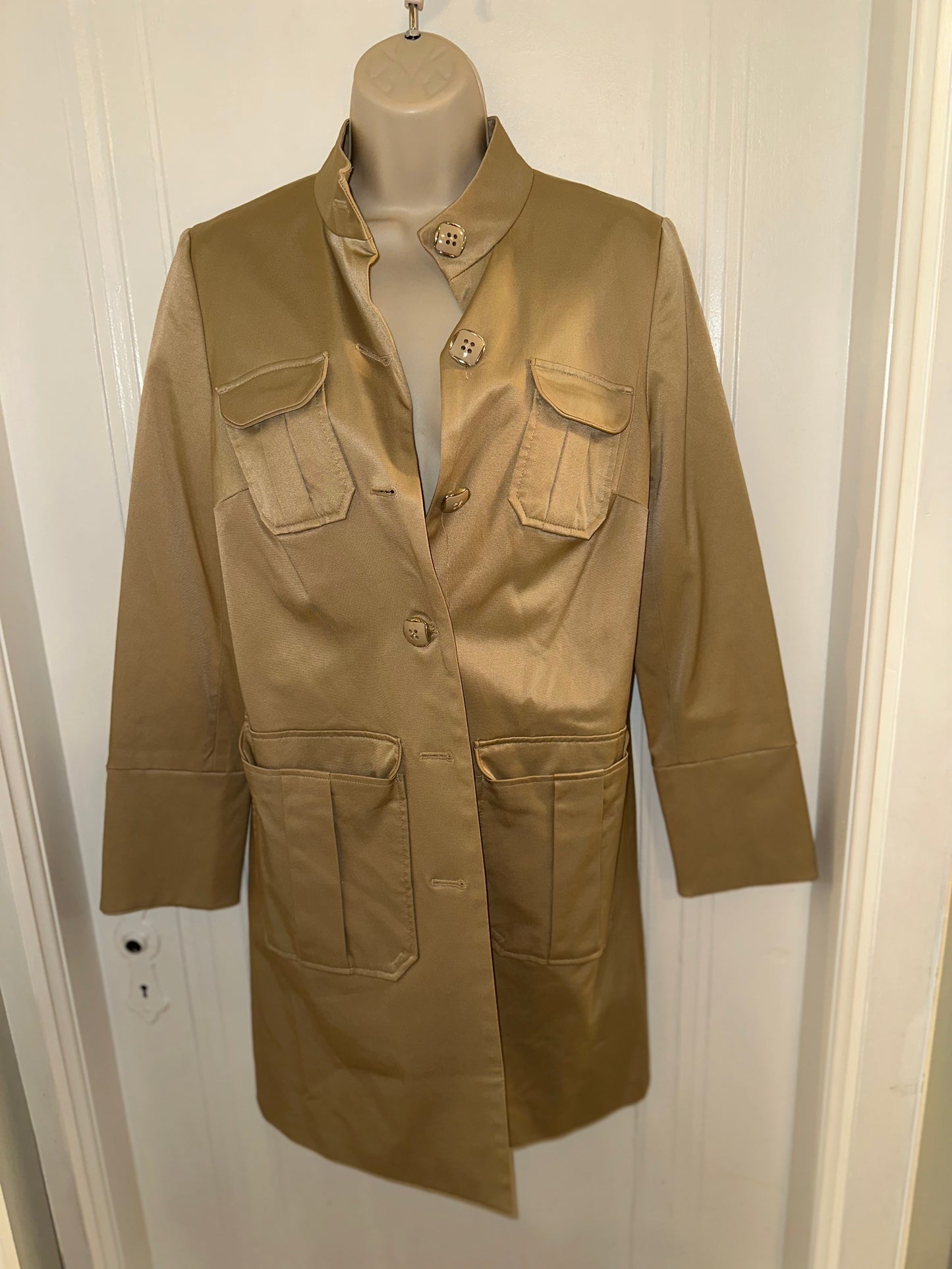 Dana Buchman (XS) Tan Button Up Trench Coat