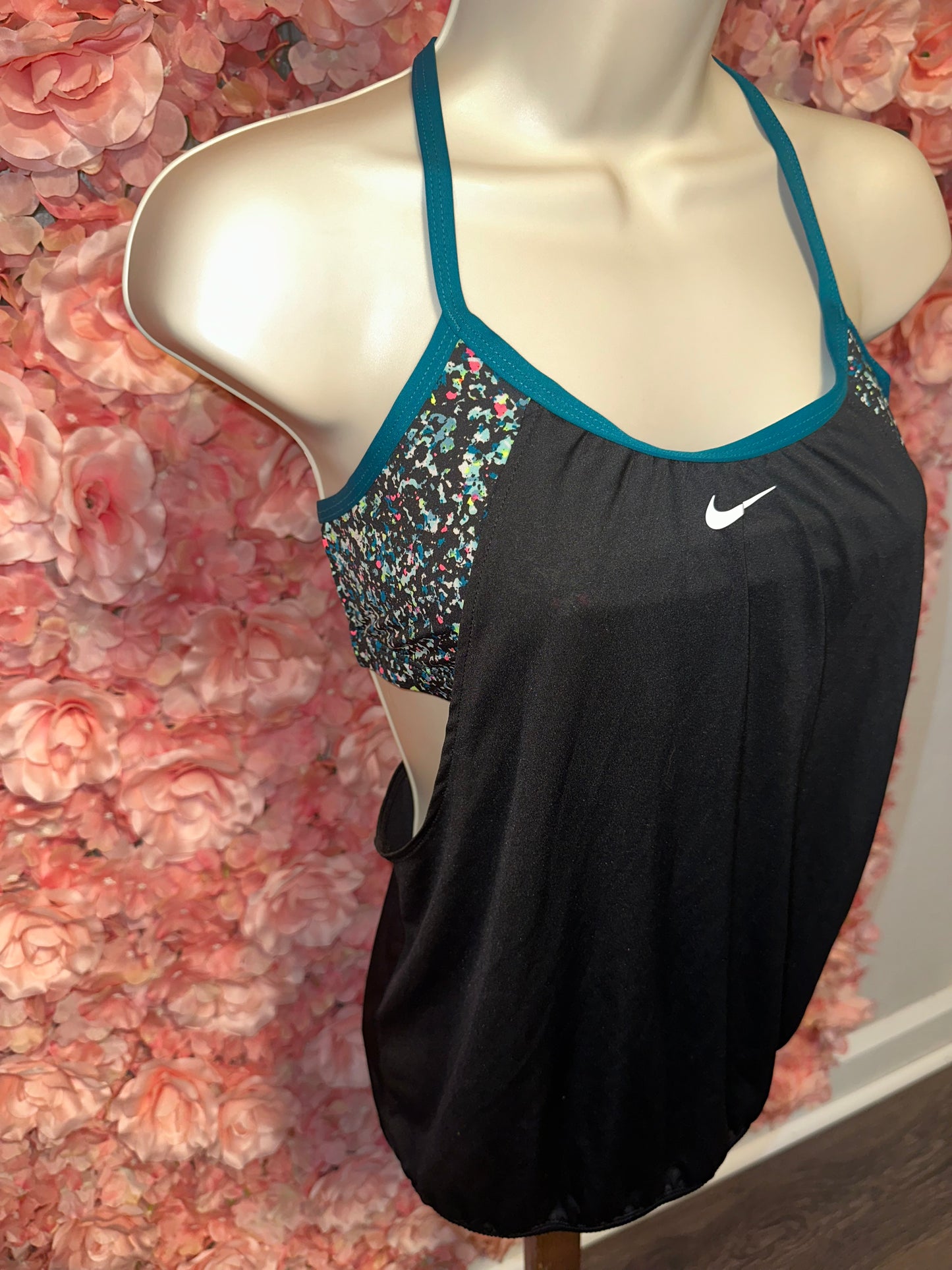 Nike (Small) One Piece 2 in 1 Loose Low Cut Tank Top with Sports Bra