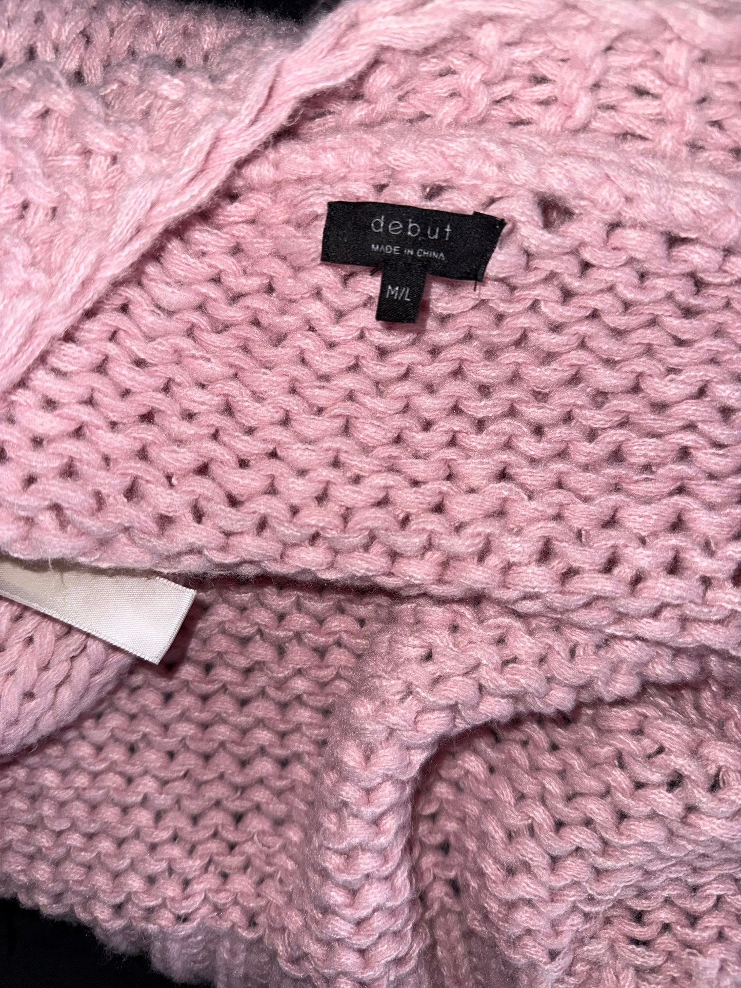 Debut (Medium//Large) Light Pink Chunky Knit Ribbon-Accent Buttoned Cardigan