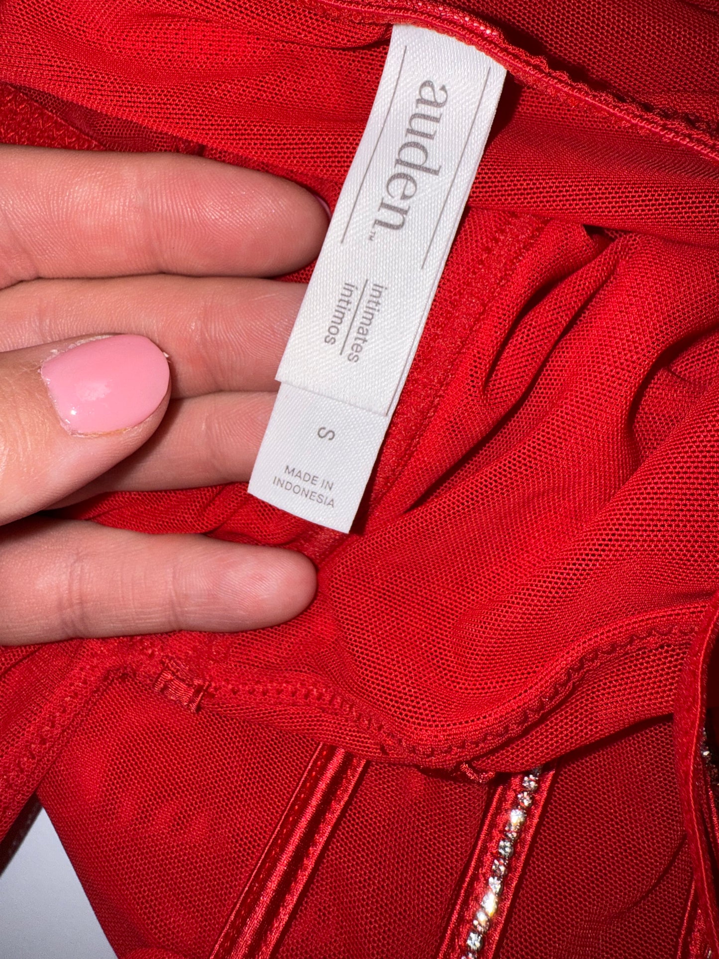 NWT Auden (Small) Brand New Red One Piece Jeweled Lingerie Bodysuit