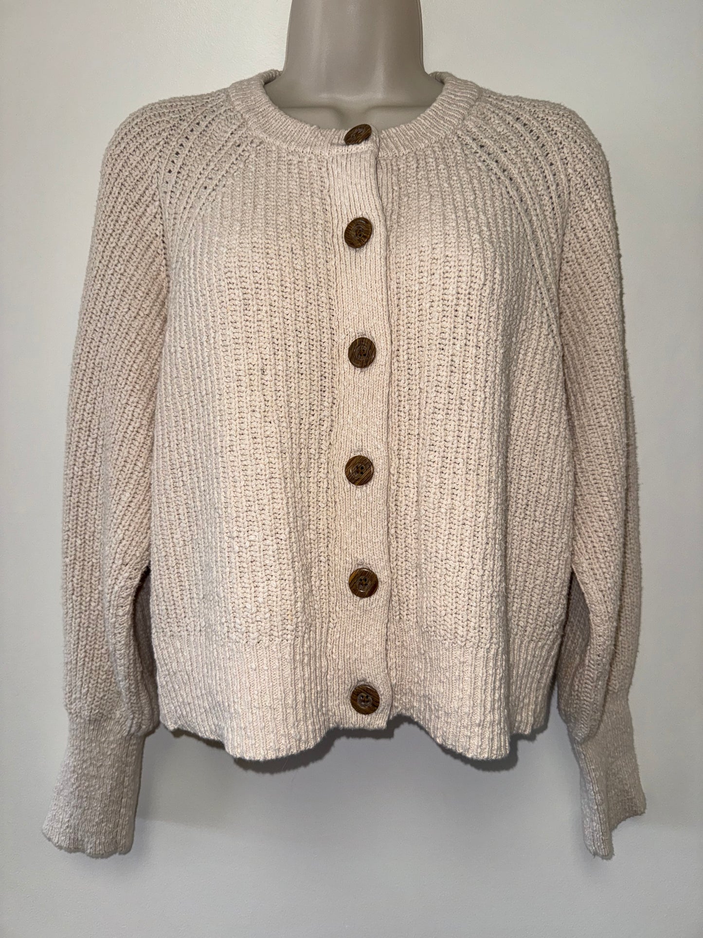 Universal Thread (Medium) Cream Knit Button-Up Sweater Cardigan