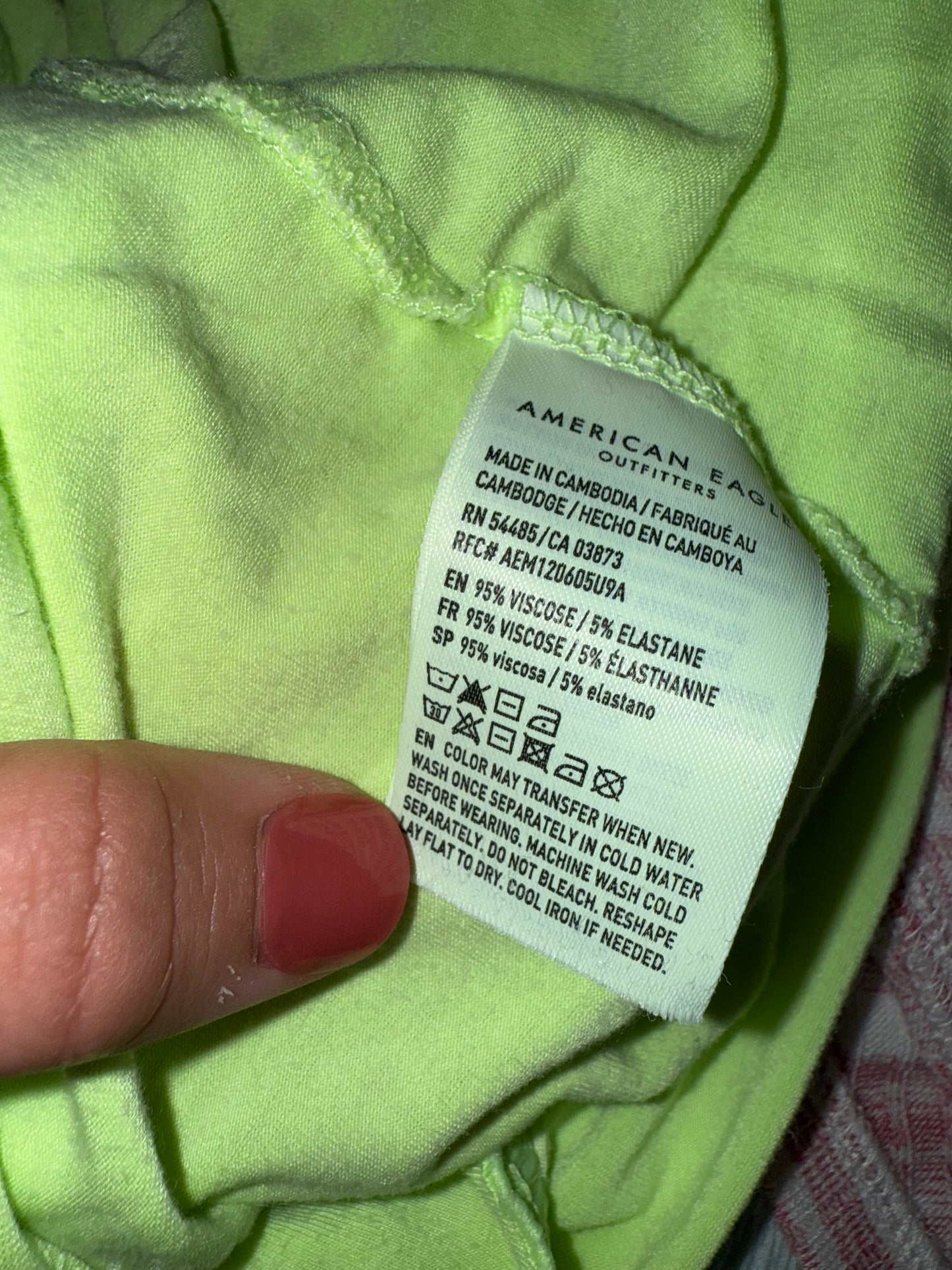 American Eagle (Large) Lime Green Soft & Sexy Cropped Tank Top with Ruffle Trim