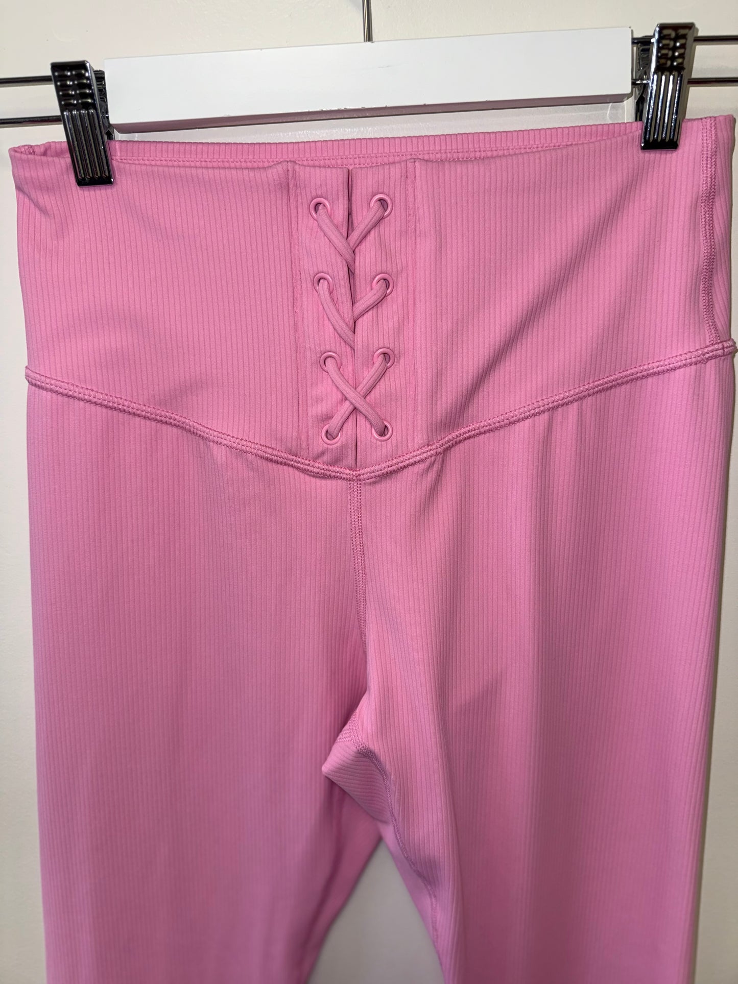 Joy Lab (Small) Pink Ribbed Leggings with Tied Up Waist