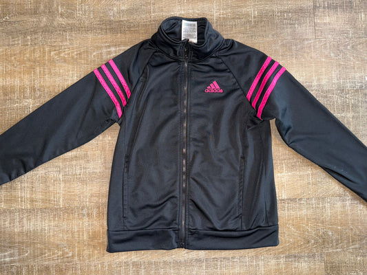 adidas (Kids Medium) Sporty Zip Up Black//Pink Jacket