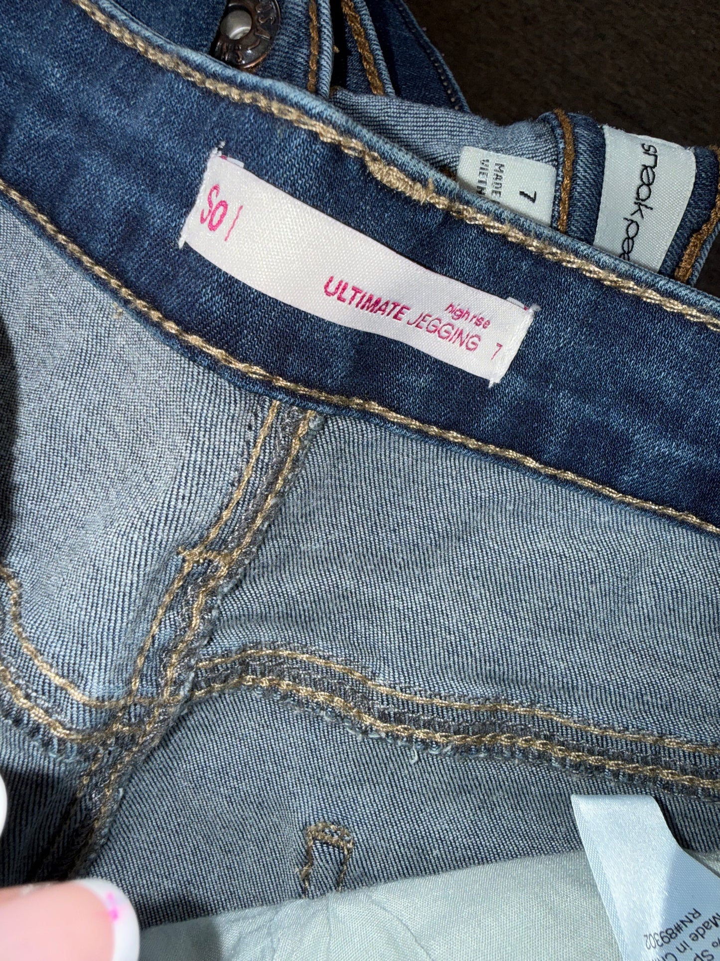 NWT SO (7) Brand New Distressed Ultimate Jegging High Rise Jeans with Stretch