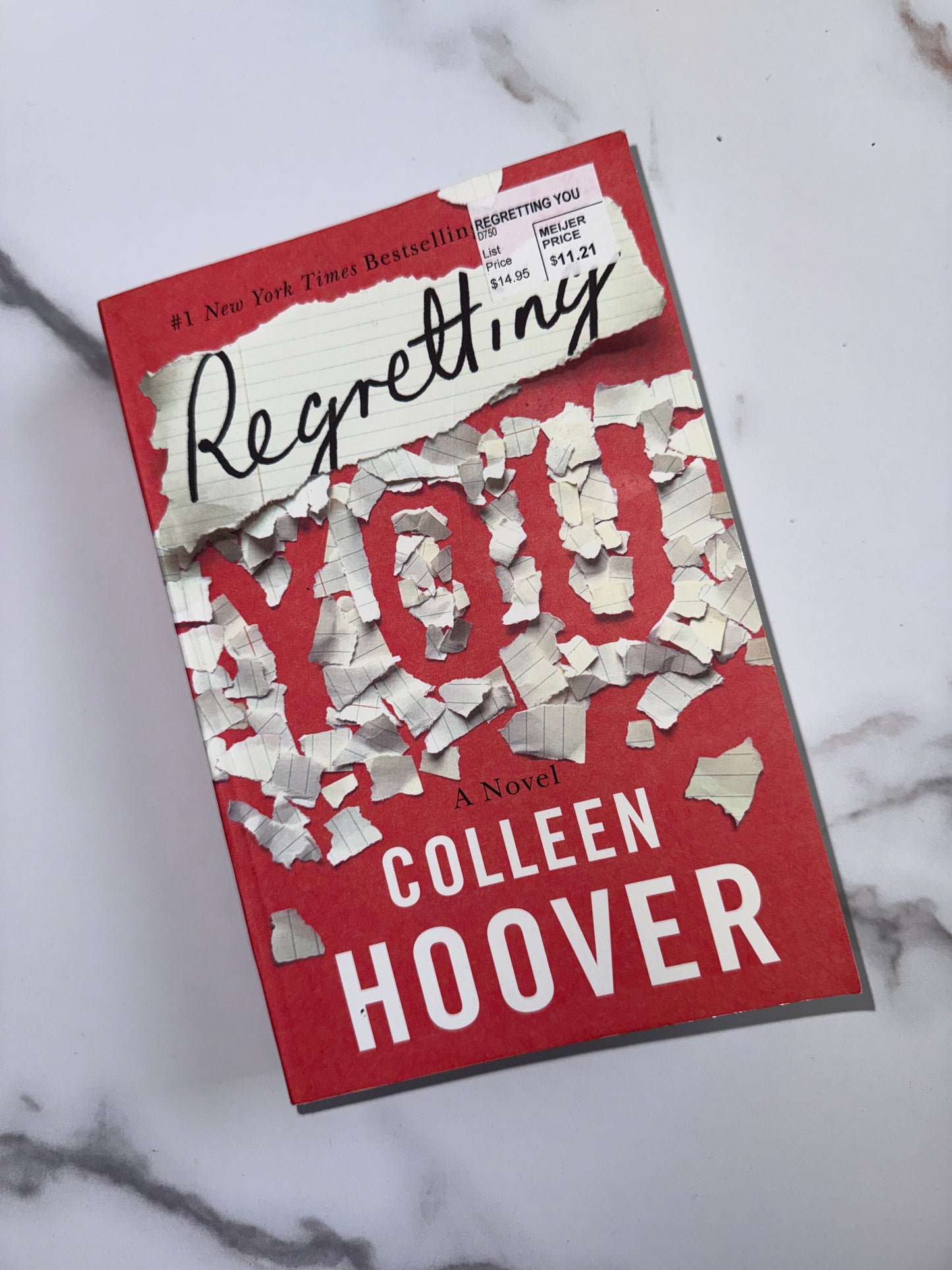 'Regretting You' By Colleen Hoover Paperback Book