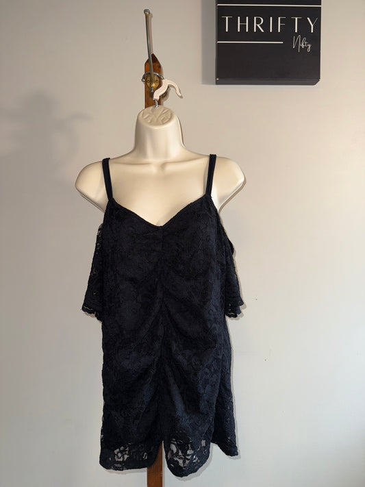 Torrid (2) Black Cold Shoulder Short Sleeve Lace Blouse