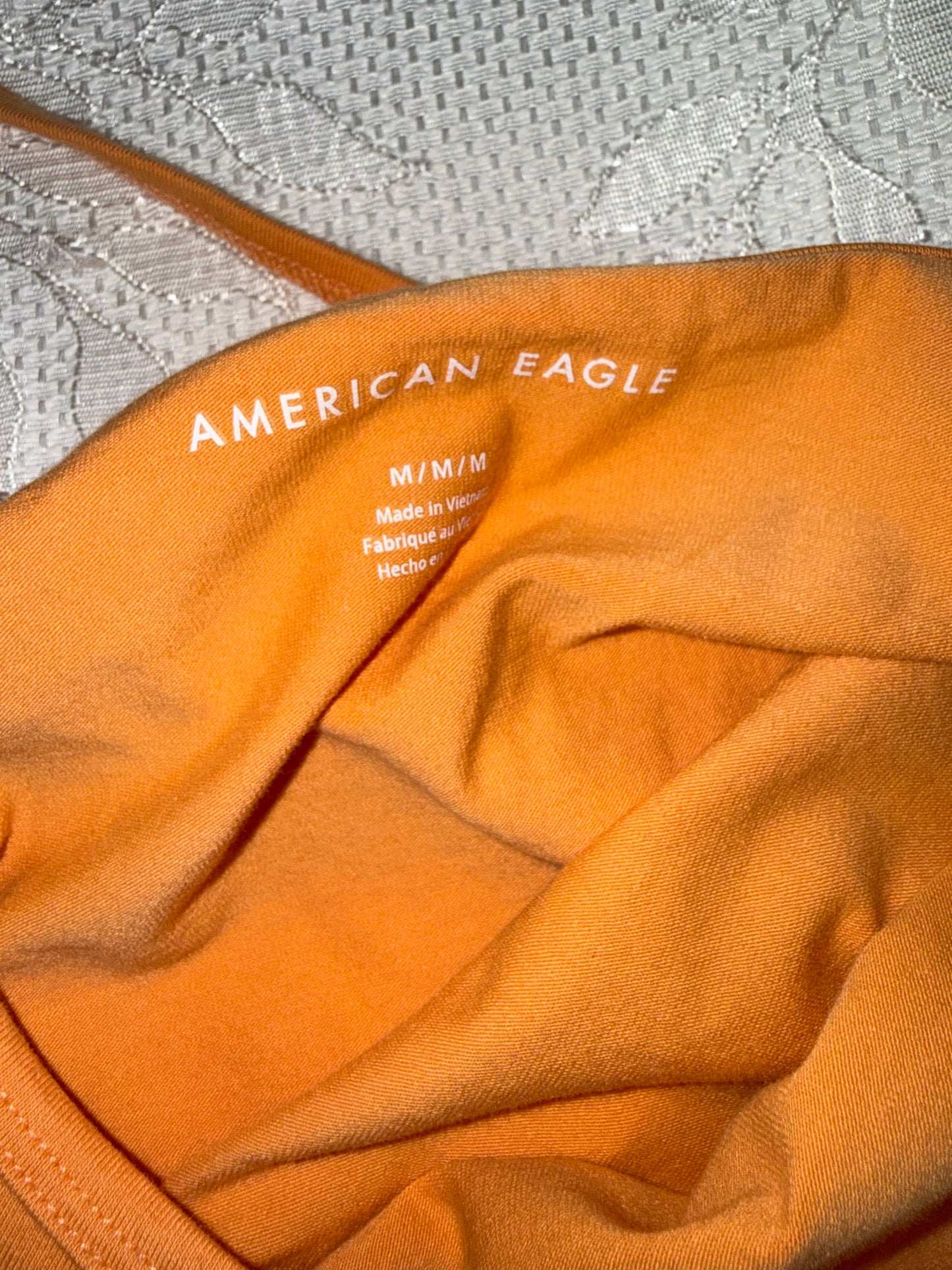 American Eagle (Medium) Orange Cropped Halter Neck Tank Top