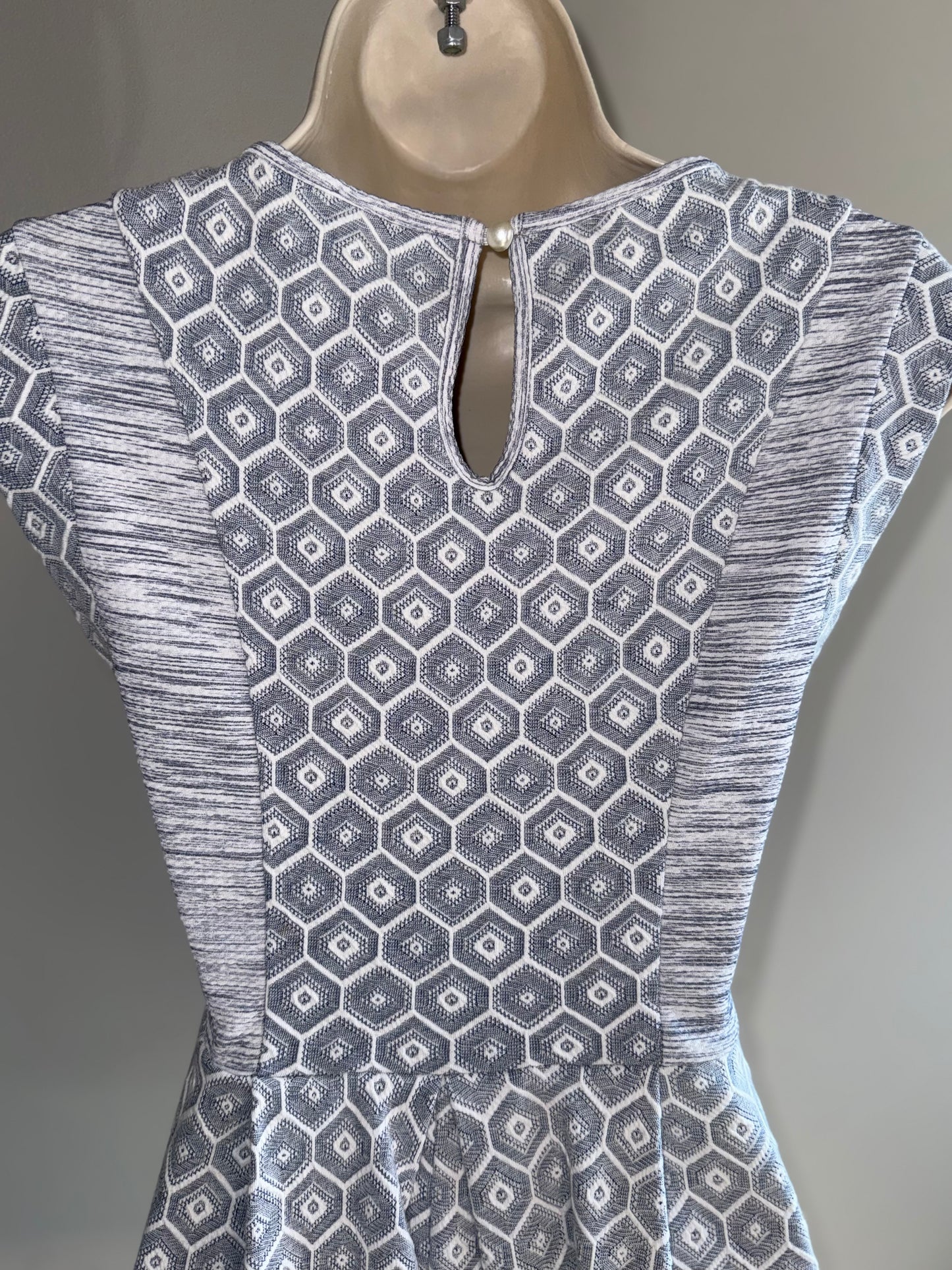 Francesca's (Small) Blue & White Lace Short Sleeve Midi Dress