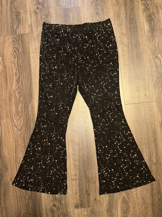 SHEIN Curve (3XL) Black Sheer Sparkle Pattern Lightweight Bootcut Pants