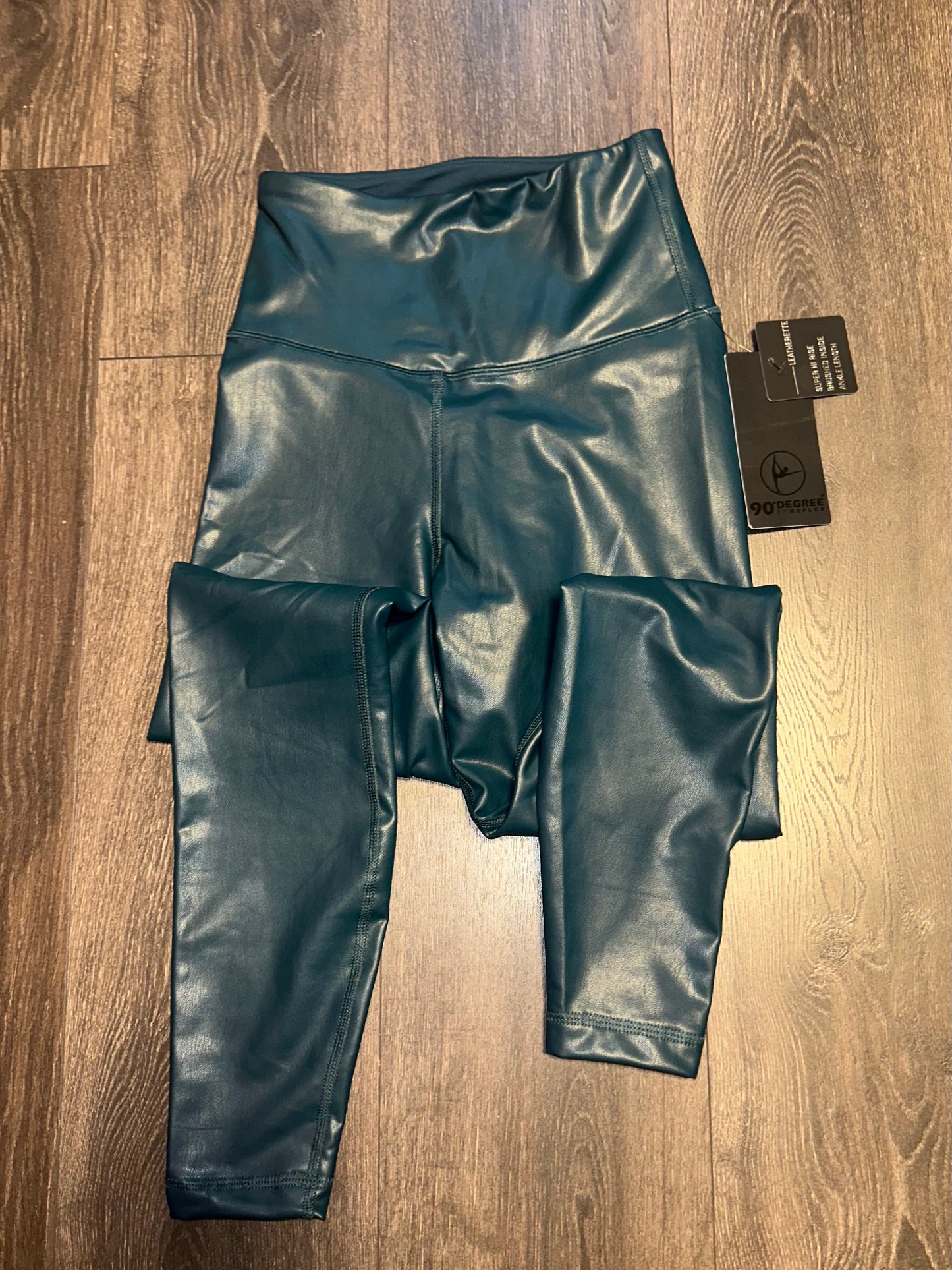 NWT 90 Degree (XS) Brand New Teal High Rise Faux Leather Leggings