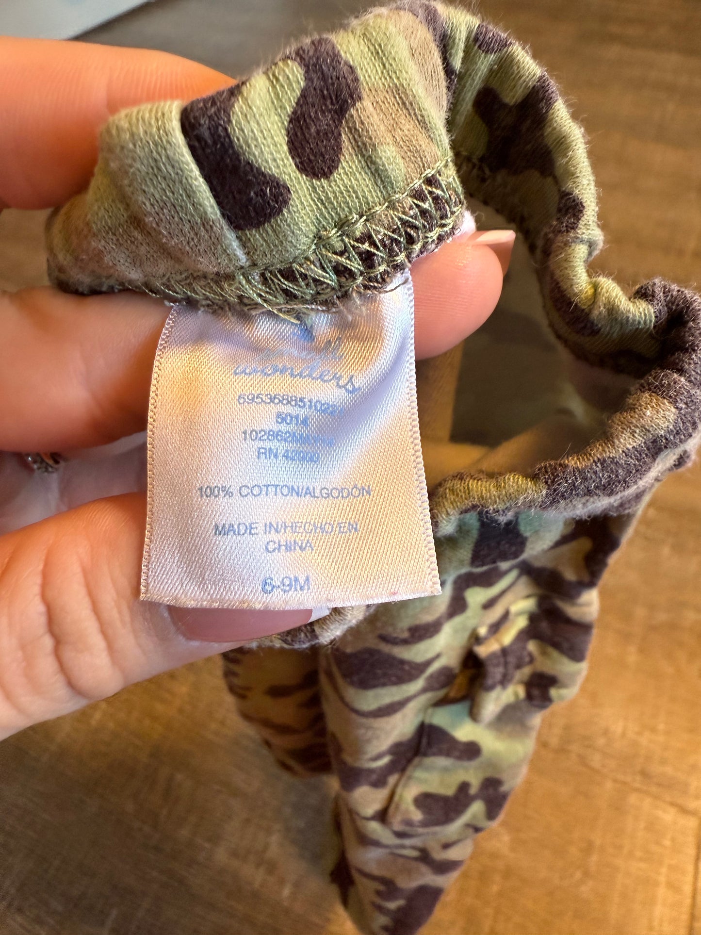 Small Wonders (6-9 Months) Green//Brown Camo Pattern Jogger Pants