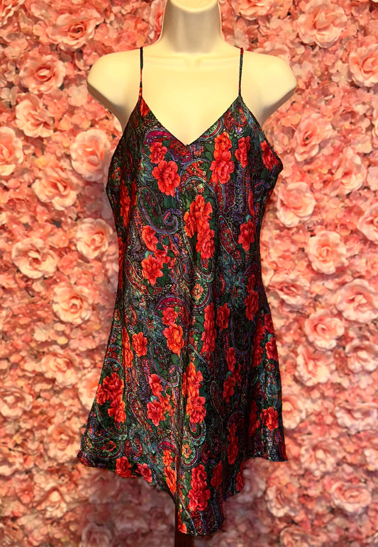 (Medium) Floral Lightweight V-Neck Lingerie Dress