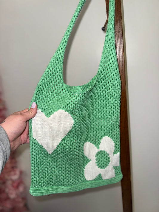 American Eagle Green Crochet Market Bag