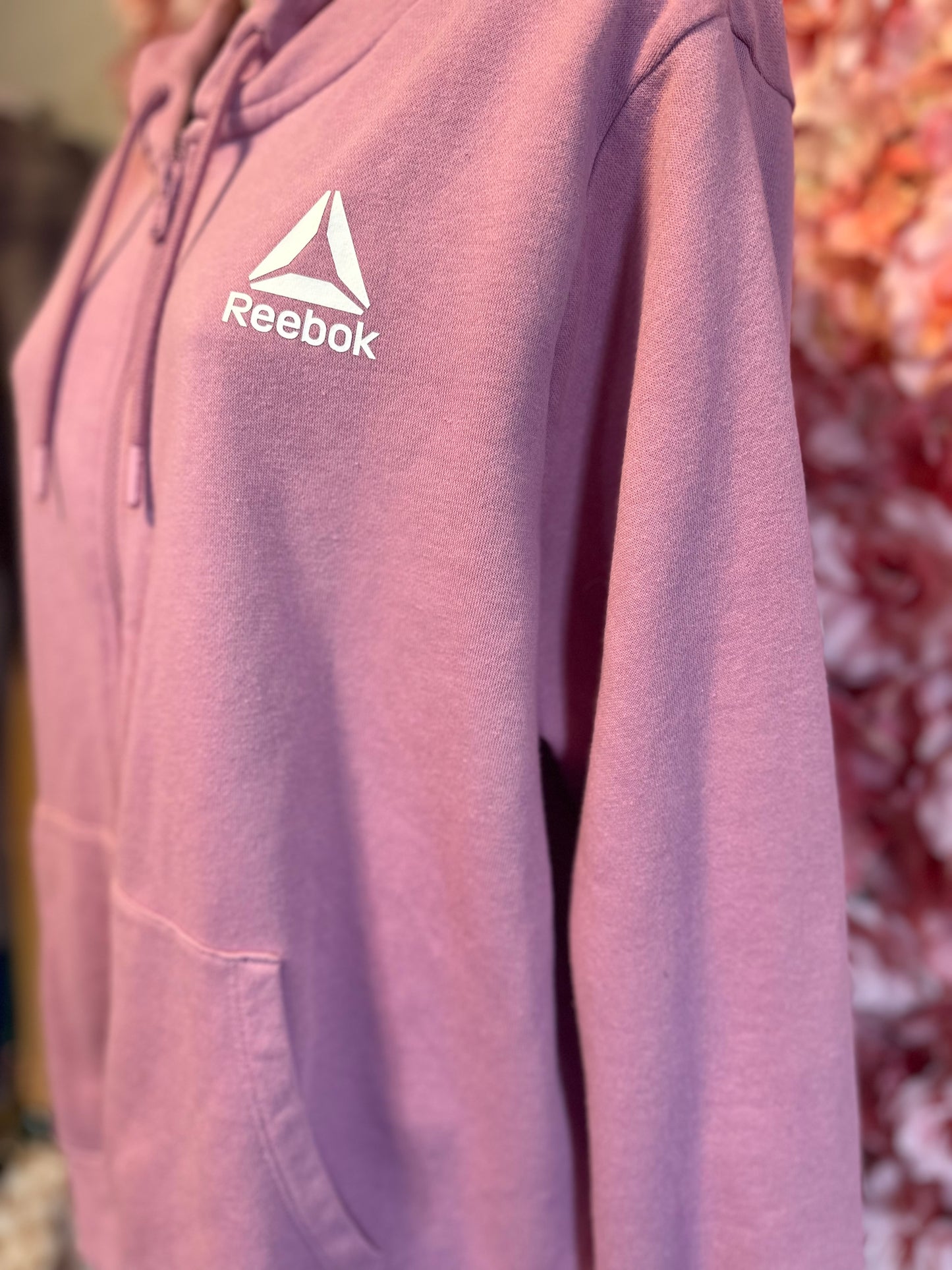 Reebok (XL) Pink Zip Up Hoodie Sweatshirt