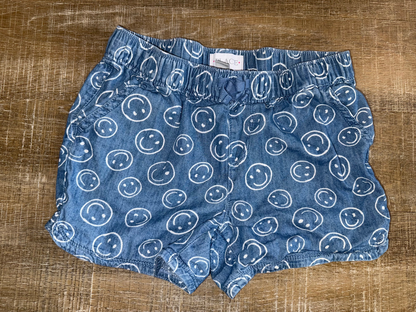 Children's Place (10) Blue Stretchy Waistband with Smiley Face Pattern Shorts