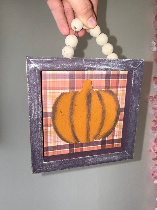 Rustic Pumpkin Plaque Wall Hanging - Orange Pumpkin