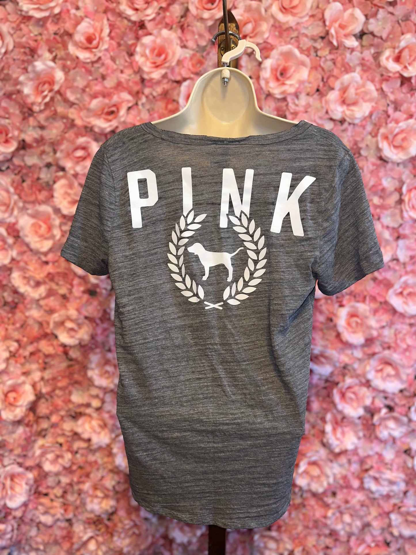 PINK Victoria's Secret (Medium) Grey Lightweight V-Neck Dog Tee