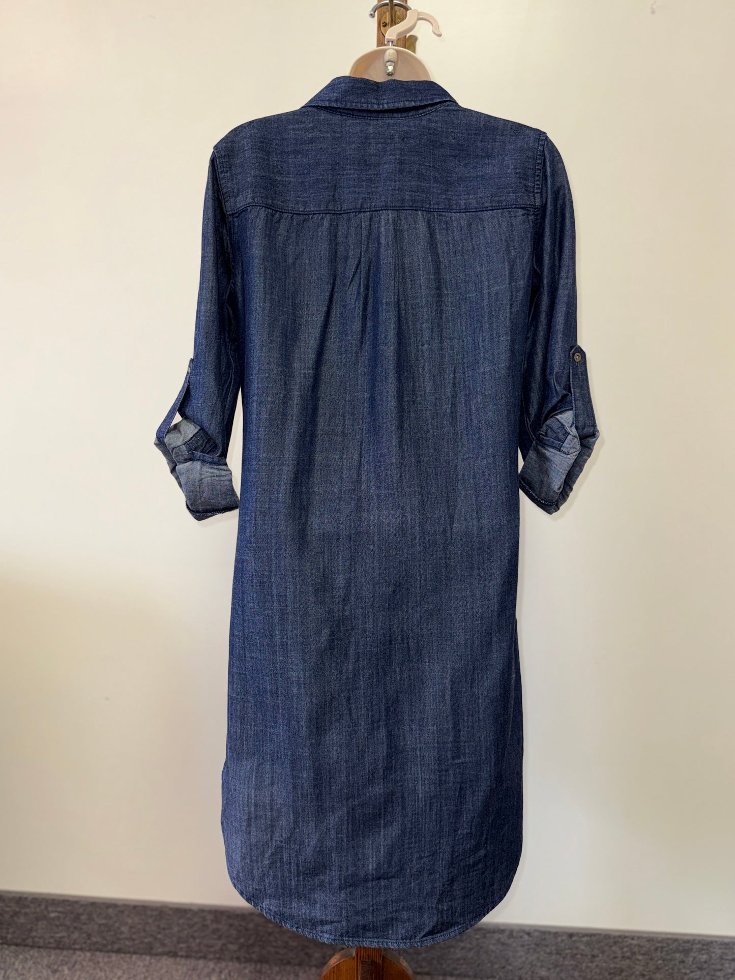 Banana Republic (0) Blue Button Up ¾ Sleeve Midi Dress
