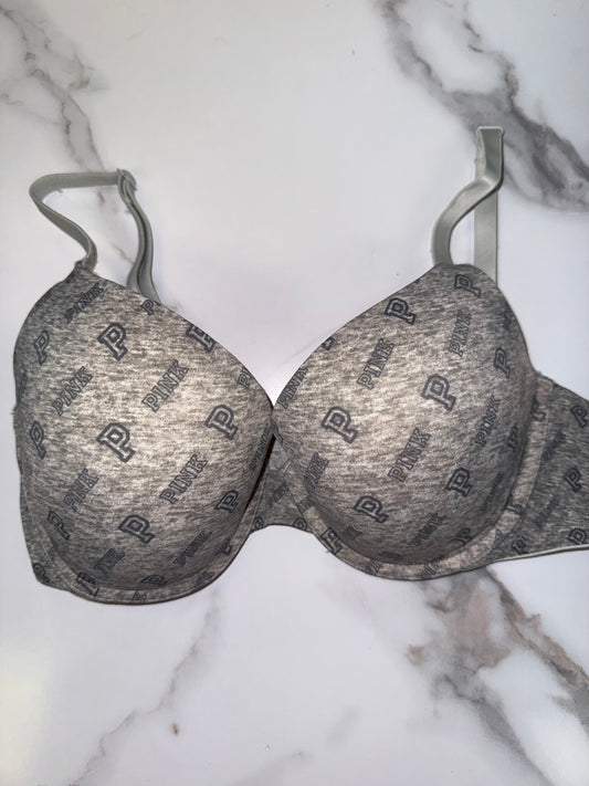 PINK Victoria's Secret Gray Heather Logo T-Shirt Bra