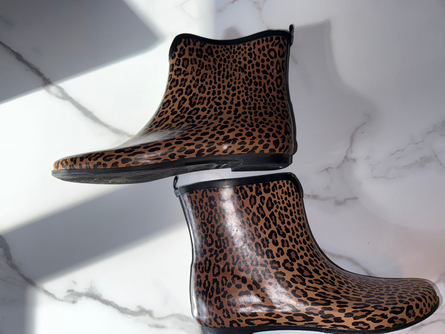 Merona (8) Neutral Cheetah Print Ankle Rain Boots