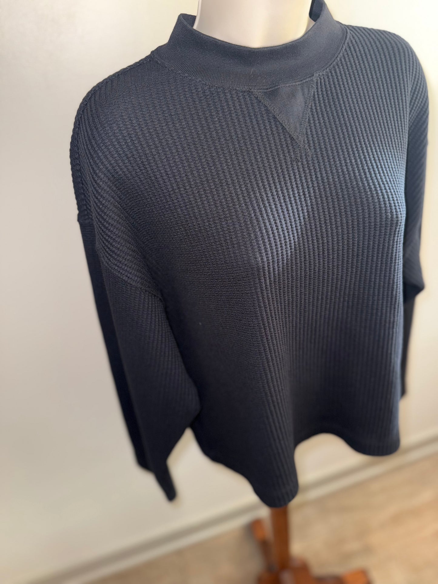 Gap (Large) Black Waffle Knit Long Sleeve with High Neck