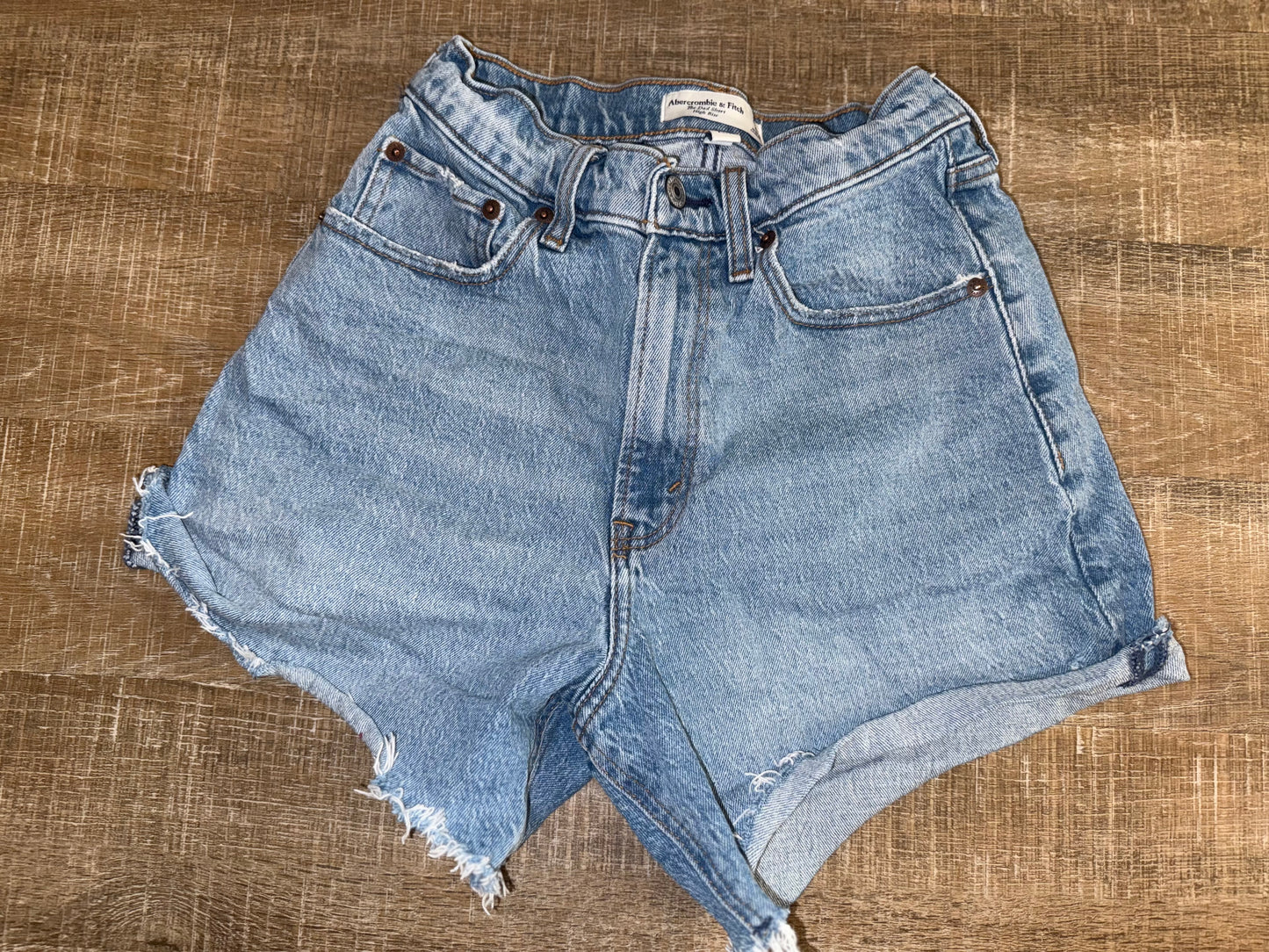 Abercrombie & Fitch (2) Denim High Rise Dad Short Jean Shorts with Curve Love