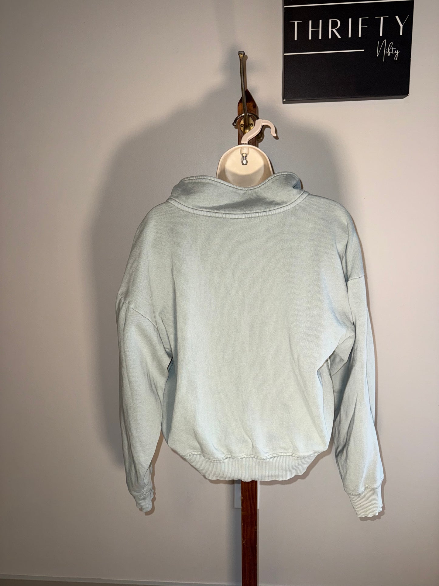 PINK Victoria's Secret (Small) Light Blue 3/4 Zip Up Cropped Sweatshirt