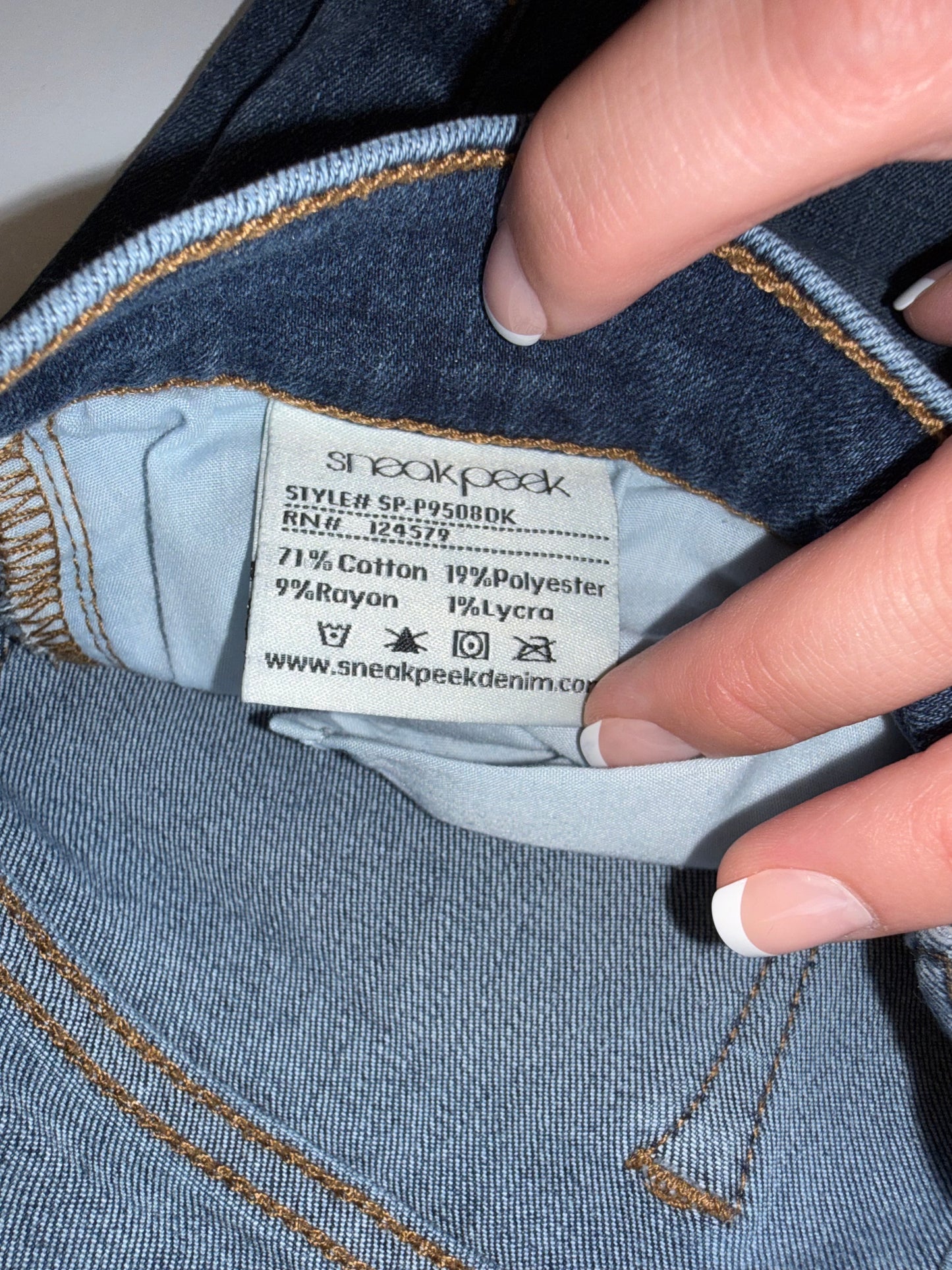 Sneak Peek (7) Low Rise Distressed Denim Skinny Jeans with Raw Hem