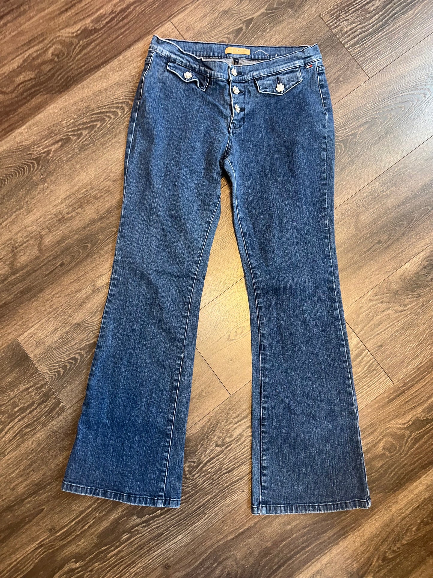 Tommy Hilfiger (11) Blue Denim Bootcut Jeans with Silver Jeweled Buttons