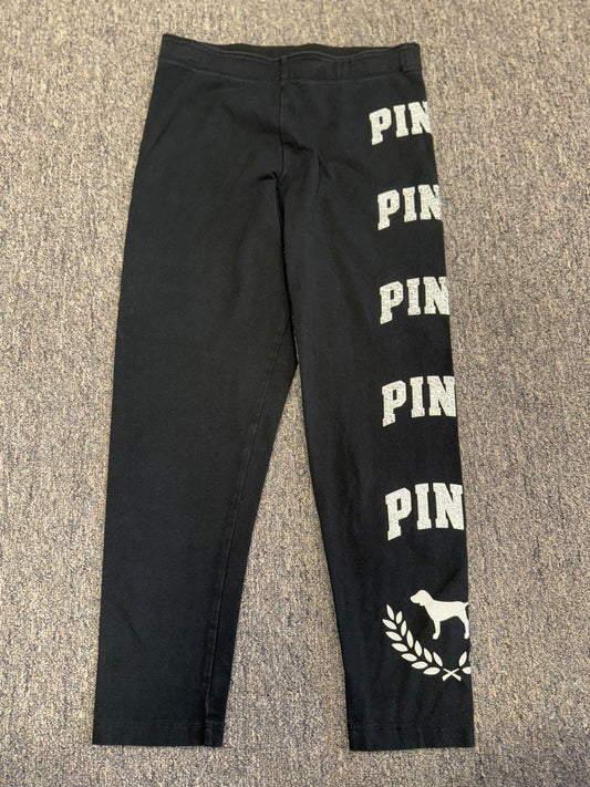 PINK Victoria's Secret (Medium) Black Cropped Leggings with Rhinestone Leg