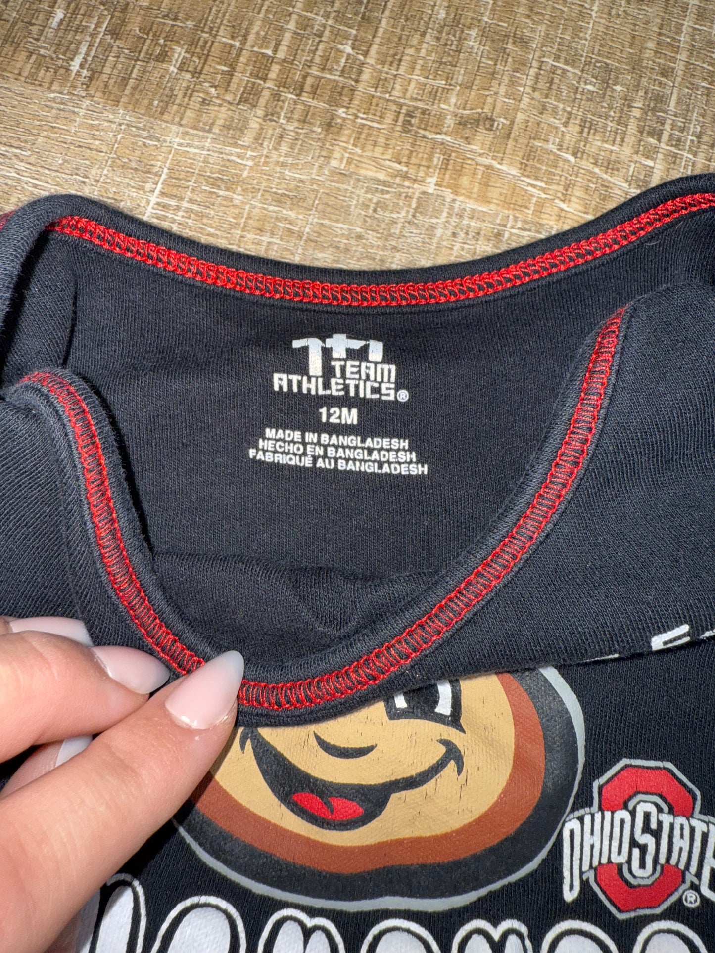 Team Athletics (12 Months) Black Ohio State Onesie