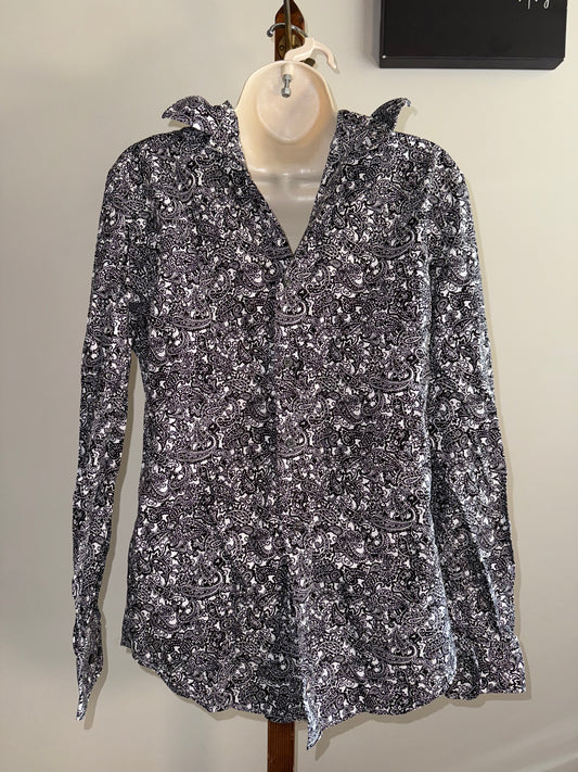 Perry Ellis (Small) Black and White Paisley Button Up